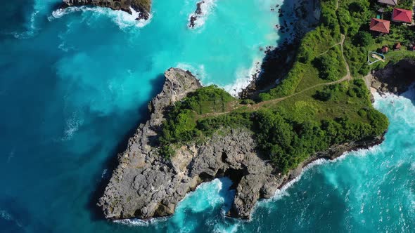 Coast as A Background from Top View. Turquoise Water Background from Air.