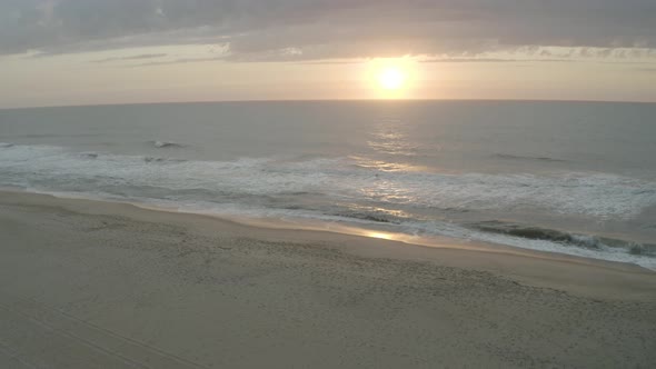 Eye level view to a aerial view of the sunset