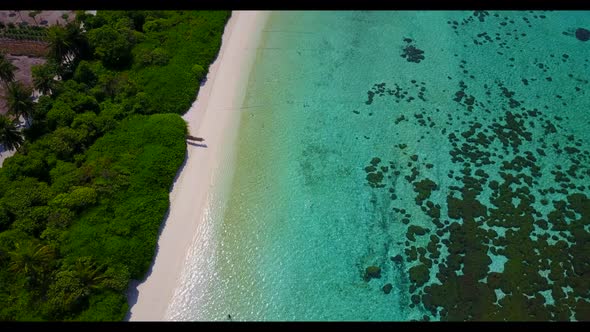 Aerial view abstract of marine resort beach journey by blue water with bright sand background of a d