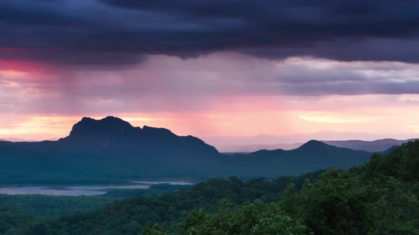 Thunderstorms on mountains.