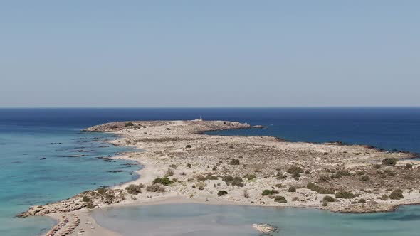 Beautiful sandy island and wild beaches near island of Crete, aerial view