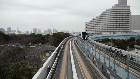 Train of the Yurikamome Line is Going to Odaiba