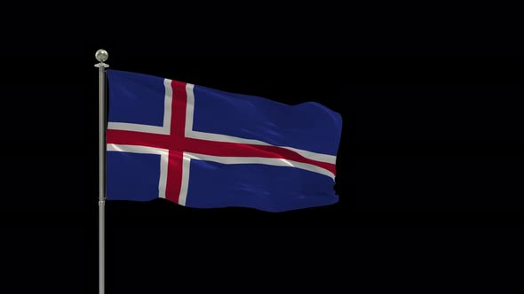 Iceland  Looping Of The Waving Flag Pole With Alpha