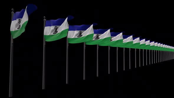 Row Of Lesotho Flags With Alpha 2K