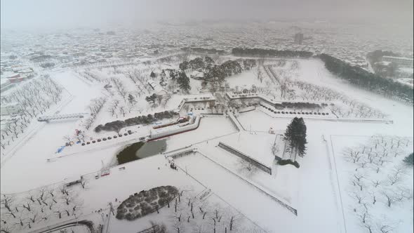 Beautiful landscape top of view at Hakodate city in Hokkaido Japan