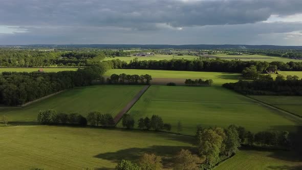 Aerial viewing over agricultural land in the Netherlands.