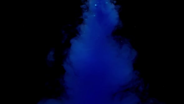 Blue Paint In Water. Slow Motion