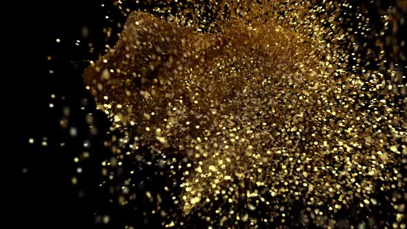 Glitter particles golden Hearth