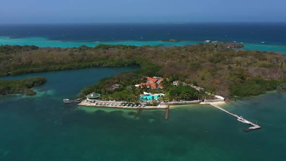 Beautiful Small Island for Luxury Rest Aerial View