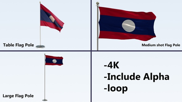 Laos Flag Pole Pack 4k-Loop