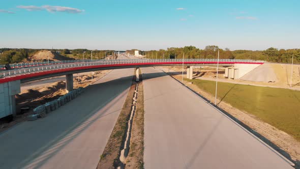 Newly Built Bridge in Warsaw, Aerial