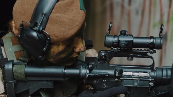 Up Close with Destructive Female Soldier Firing Loads