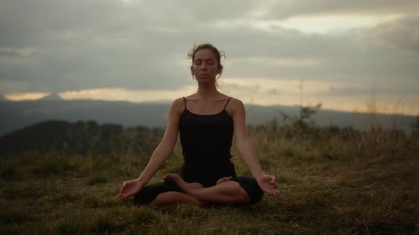 Yoga Woman with Closed Eyes Meditating