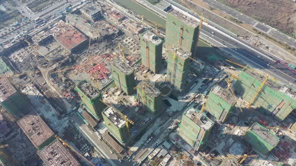 Construction site in city