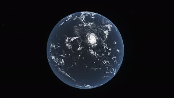 Concept 19-U1 View of the Realistic Hurricane from Outer Space in the Oceans of Planet Earth