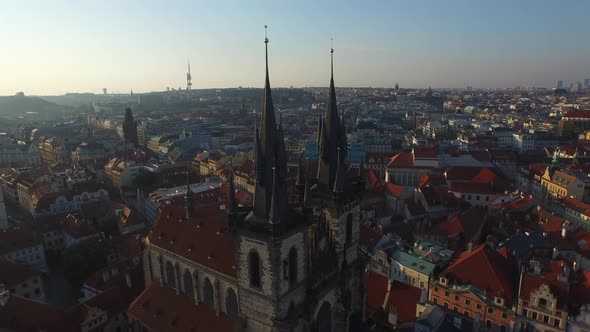 Aerial of Church of Our Lady before Tyn