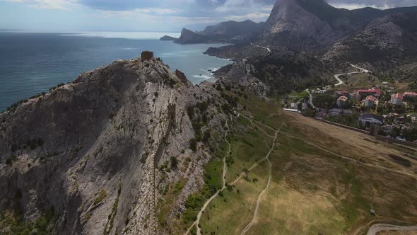 Beautiful Ruins of the Sudak Fortress and Mount Fortress on the Black Sea Coast