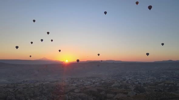 Cappadocia, Turkey : Balloons in the Sky. Aerial View