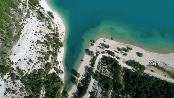 Lake of Sainte-Croix in the Verdon Regional Natural Park in France from the sky