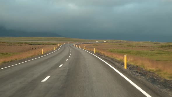 Car Driving on the Road To Iceland