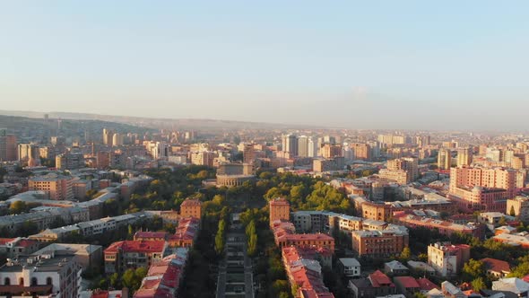 Aeria Zoom In View Yerevan City Panorama