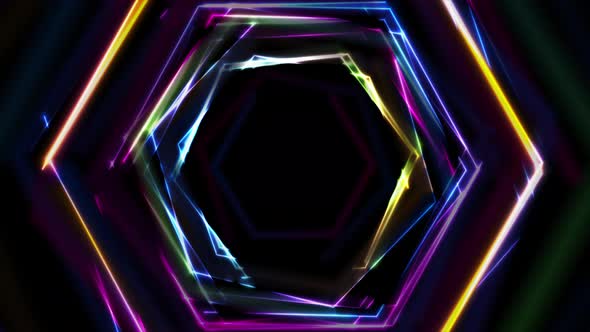 Colorful Glowing Neon Tech Hexagons