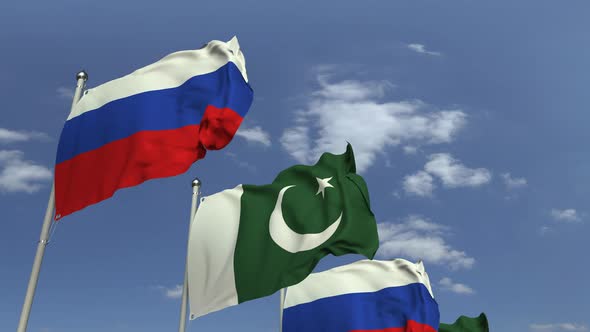 Flags of Pakistan and Russia
