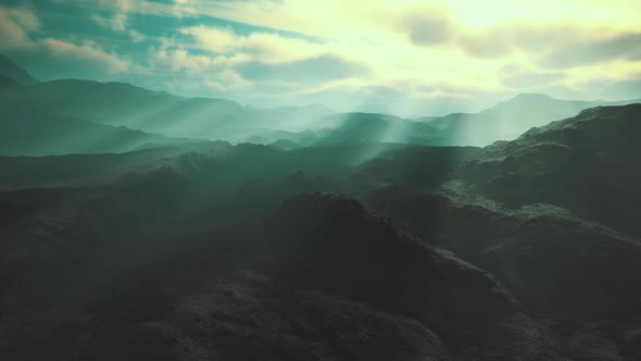 Black Stone Field in Dense Fog in Highlands