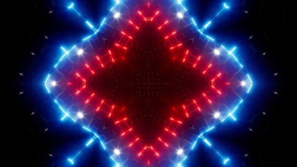 Blinking Red and Blue Led Vj Light Kaleidoscope Loop 4K 04