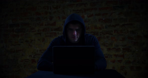 Hacker using computer