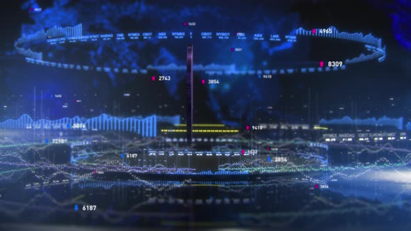 Economic Financial Index 3D Bitcoin Blue