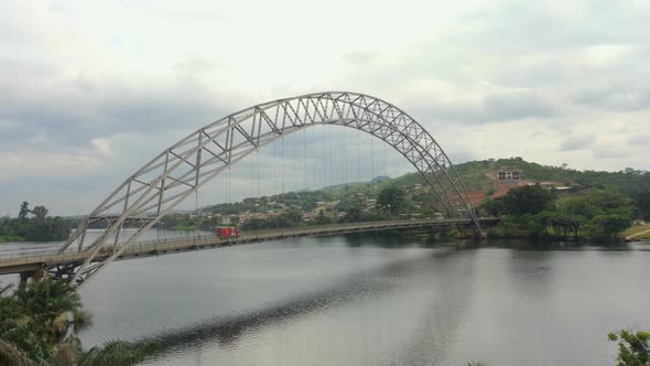 Adomi Bridge crossing in Ghana, Africa