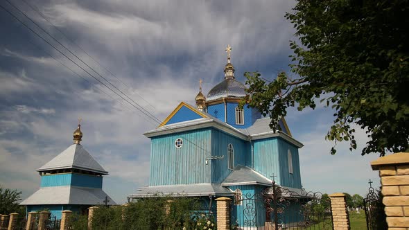 Ancient Wooden Orthodox Church of Transfiguration in Village Ukraine