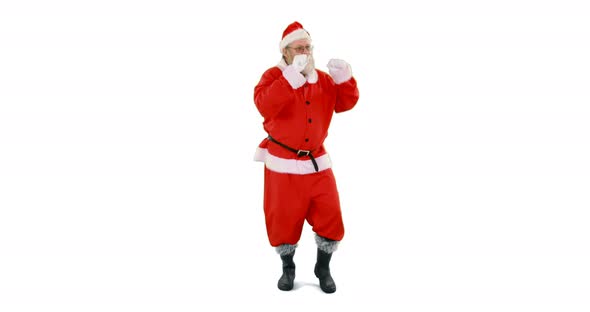 Santa claus dancing against white background 4k