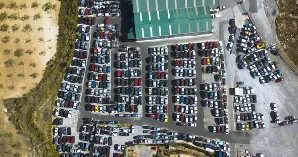 Aerial view of a scrapyard