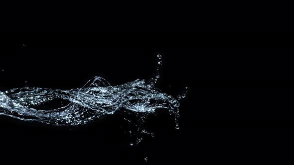 Super Slow Motion Shot of Water Splash at 1000Fps Isolated on Black Background