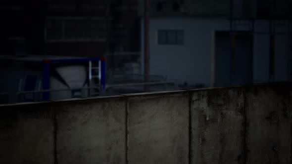 Industrial Zone in Dark Cloudy Weather