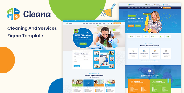 Cleana – Cleaning Services Figma Template – 0 Sold!