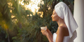 Good Morning of Woman With a Cup of Coffee After Shower on Terrace - PhotoDune Item for Sale