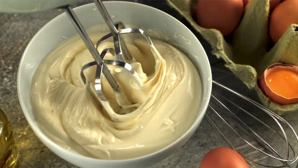 Super Slow Motion Cooking Delicious Mayonnaise