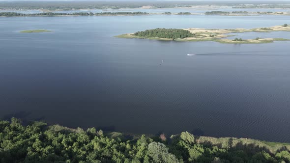 Dnipro River. Aerial View. Landmark of Ukraine