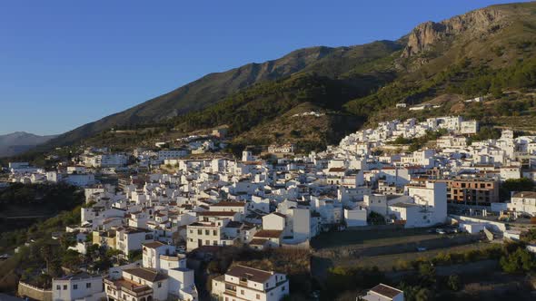 Aerial Drone View of Spain, Spanish Town in Mountains, Costa Del Sol, Andalusia (Andalucia), Europe,