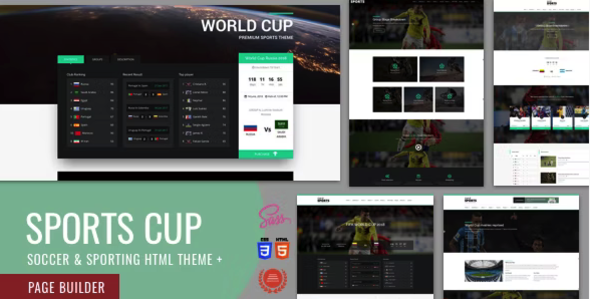 Sports Cup, Soccer & Sporting Html Theme with Bootstrap 4 + Page Builder