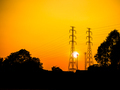 High voltage pole on Sunset Background,Line Power Utility Tower Electric Voltage - PhotoDune Item for Sale