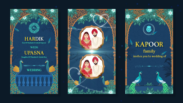 Elegant Indian Wedding Invitation with a Peacock-inspired Theme
