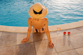 Portrait of laughing beautiful woman in swimwear relaxing in swimming spa pool - PhotoDune Item for Sale