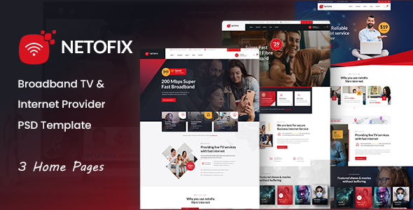 Netofix – Broadband TV & Internet Provider PSD Template