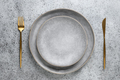 Elegance table setting with empty gray plate as mockup . - PhotoDune Item for Sale