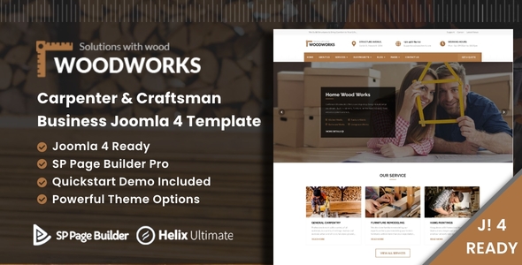 Wood works – Carpenter and Craftsman Business Joomla 4 Template