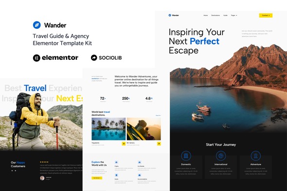Wander – Travel Guide & Agency Elementor Template Kit